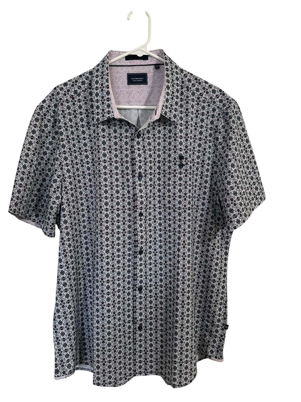 7 Diamonds Del Rey Mens XL 4 Way Stretch Button Up Shirt Performance Print